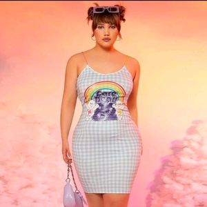 NWT Shein x Care Bears gingham bodycon dress